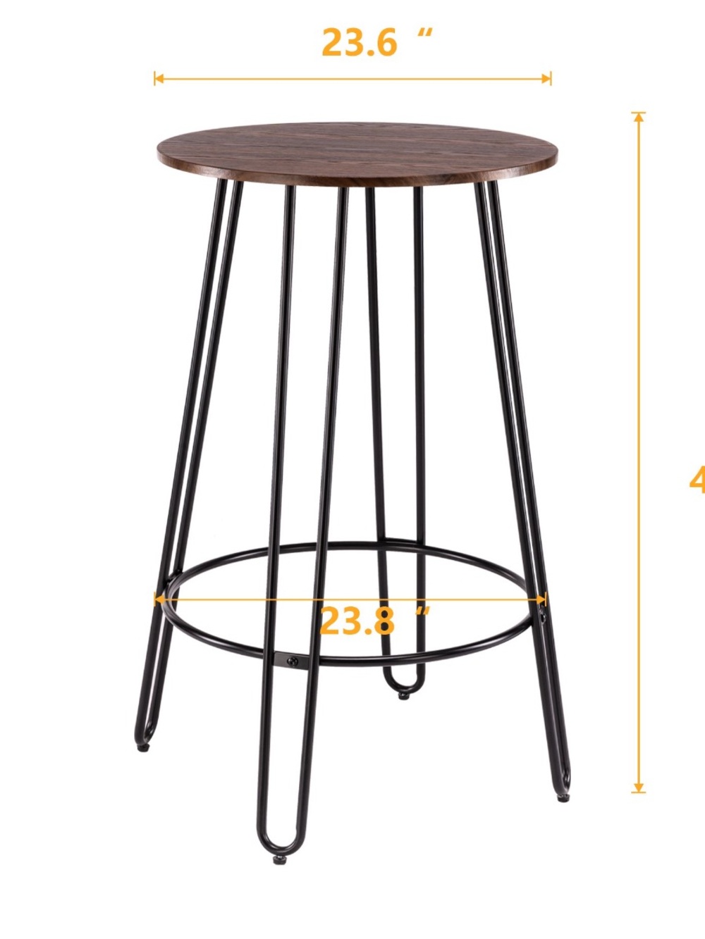 Bar pub height table wood and metal MCM round top PICK UP ONLY in Milwaukee, WI!